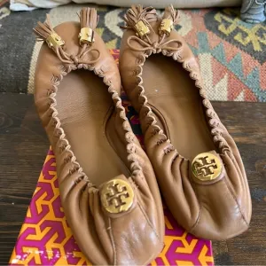 Tory Burch Reese Mestico Ballet Flats In Royal Tan US8.5