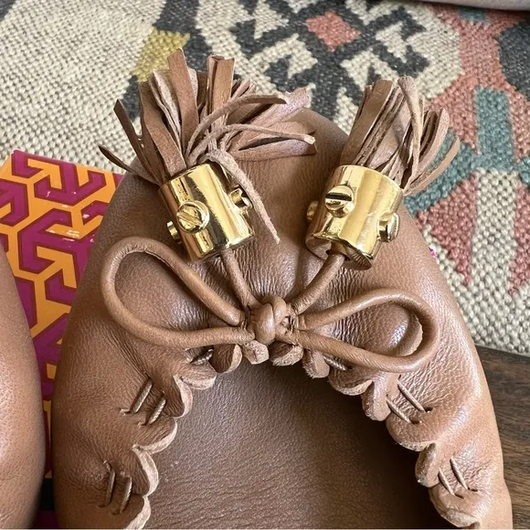 Tory Burch Reese Mestico Ballet Flats In Royal Tan US8.5