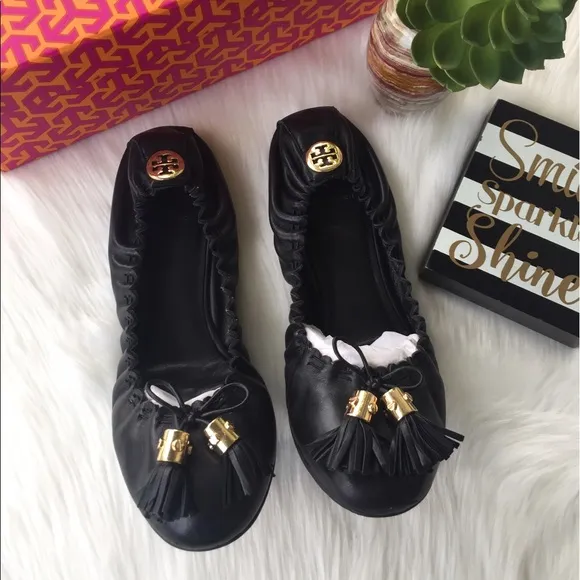 Tory Burch Reese Mestico Flats Black 8.5