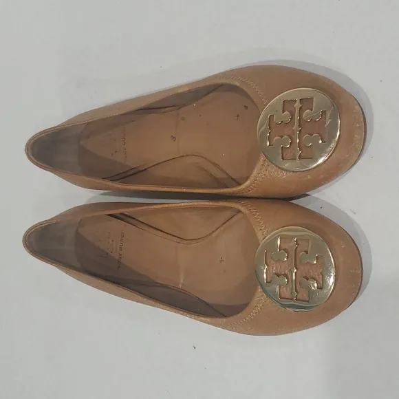Tory Burch Reva Ballet Flats Royal Tan Tumbled 9M