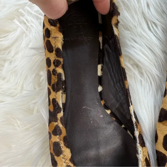 Tory Burch Reva Leopard Calf Hair Ballet Flats