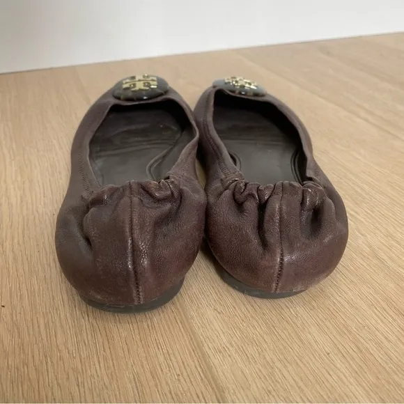 Tory Burch Reva Tortoise Brown Leather Flats