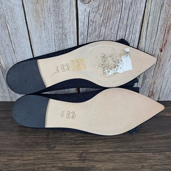 Tory Burch Rosalind Printed Suede Navy Ballet Flats Women's Sz 7.5 (VGC)
