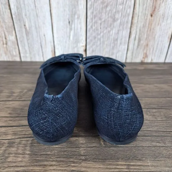 Tory Burch Rosalind Printed Suede Navy Ballet Flats Women's Sz 7.5 (VGC)