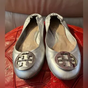 Tory Burch Silver Ballet Flats