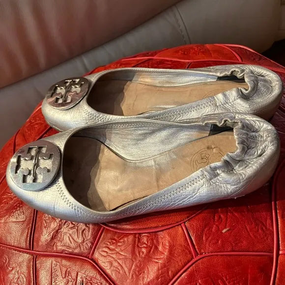 Tory Burch Silver Ballet Flats