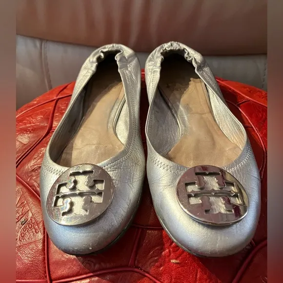 Tory Burch Silver Ballet Flats