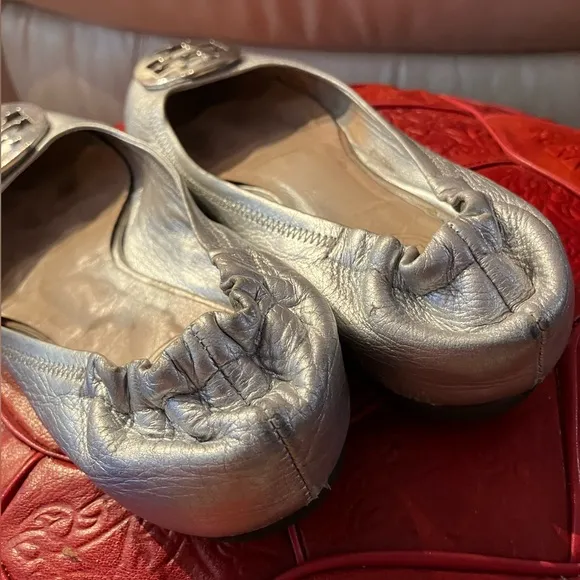 Tory Burch Silver Ballet Flats