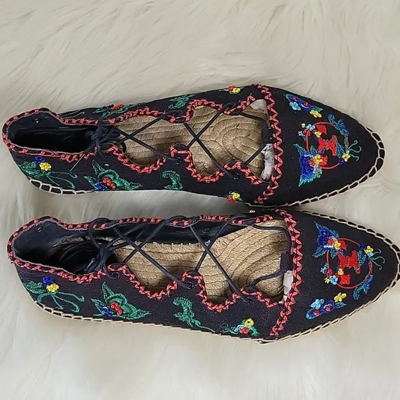 Tory Burch Sonoma Embroidered espadrilles women's size 8