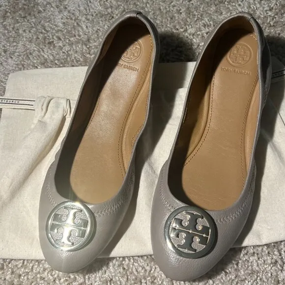 Tory Burch Women&quot;s French Gray Ballet Flats Size : 8