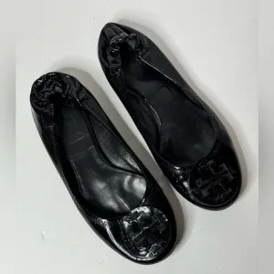 Tory Burch Womens Minnie Travel Ballet Flats - Black Patent Leather Size 6