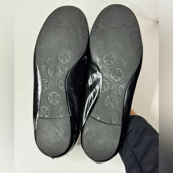 Tory Burch Womens Minnie Travel Ballet Flats - Black Patent Leather Size 6