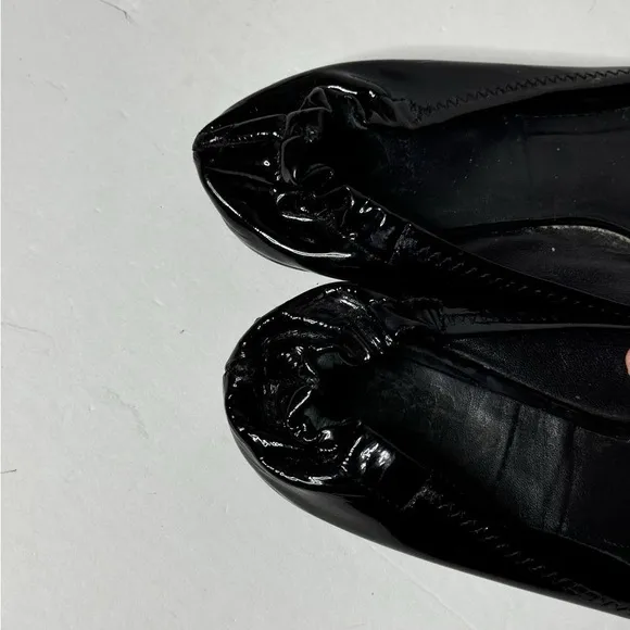 Tory Burch Womens Minnie Travel Ballet Flats - Black Patent Leather Size 6