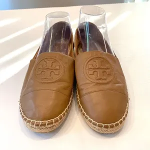 Tory Burch‎ Women's Tan Leather Fisherman Espadrilles Slip-On Flats US Size 10 M