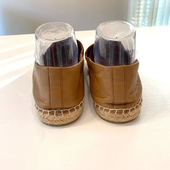 Tory Burch‎ Women's Tan Leather Fisherman Espadrilles Slip-On Flats US Size 10 M