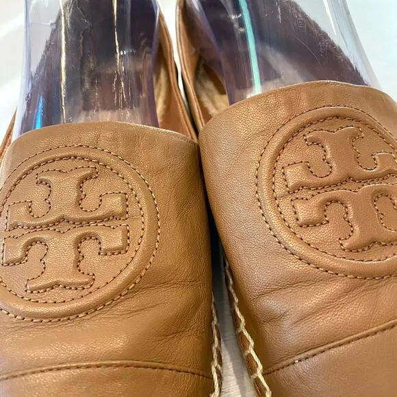 Tory Burch‎ Women's Tan Leather Fisherman Espadrilles Slip-On Flats US Size 10 M