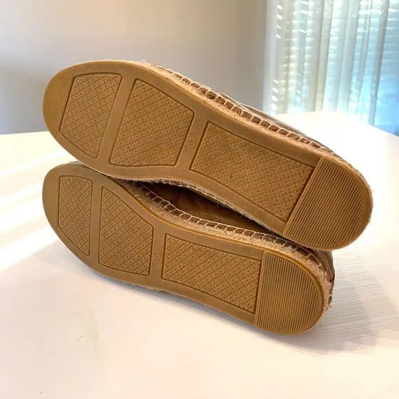 Tory Burch‎ Women's Tan Leather Fisherman Espadrilles Slip-On Flats US Size 10 M