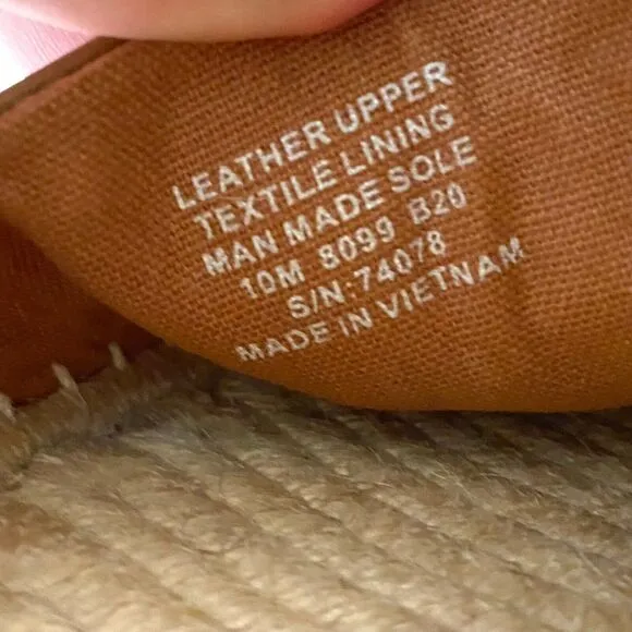 Tory Burch‎ Women's Tan Leather Fisherman Espadrilles Slip-On Flats US Size 10 M
