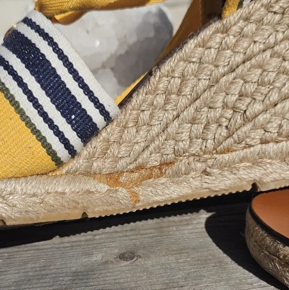 Tory Burch yellow &amp; navy espadrilles