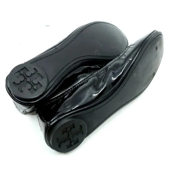 Tory Burch~Eddie Ballet~BLACK PATENT LEATHER BALLET FLATS SIZE 7.5