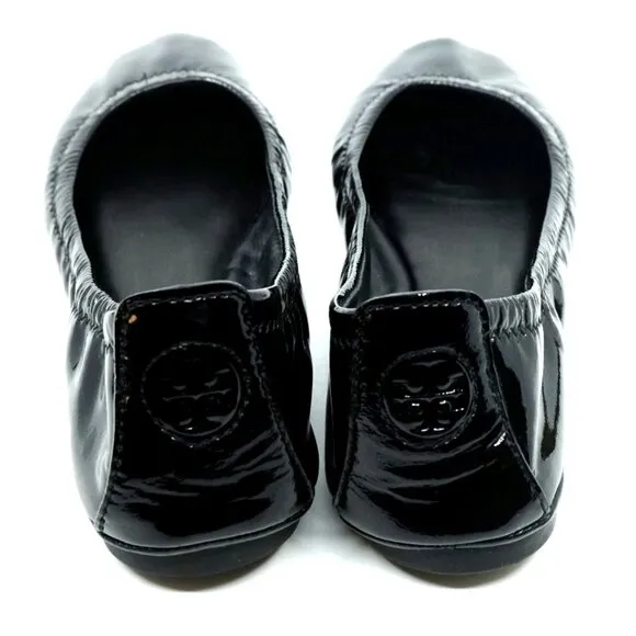 Tory Burch~Eddie Ballet~BLACK PATENT LEATHER BALLET FLATS SIZE 7.5