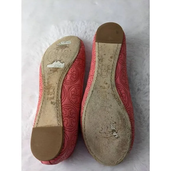 Tory Burch Chelsea Pink Stitched Ballet Flats sz 7.5