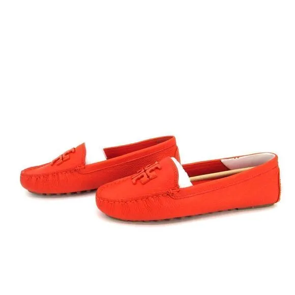 Tory Burch Lowell 2 Driver Loafers in Spicy Orange SZ 6.5