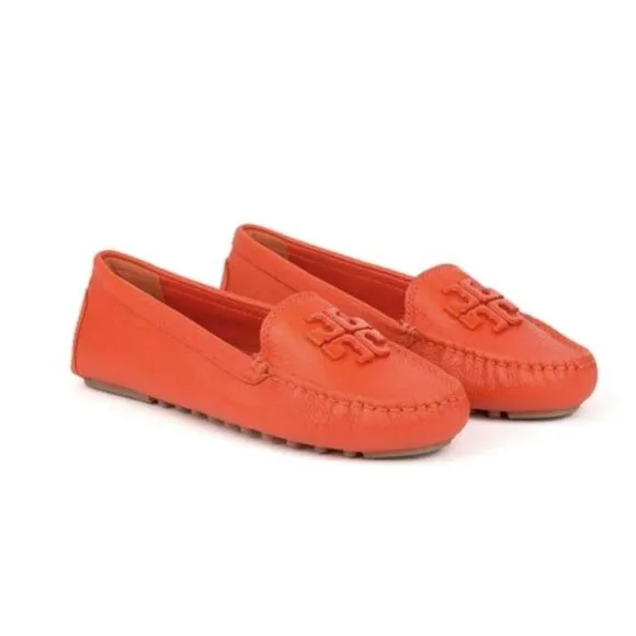 Tory Burch Lowell 2 Driver Loafers in Spicy Orange SZ 6.5