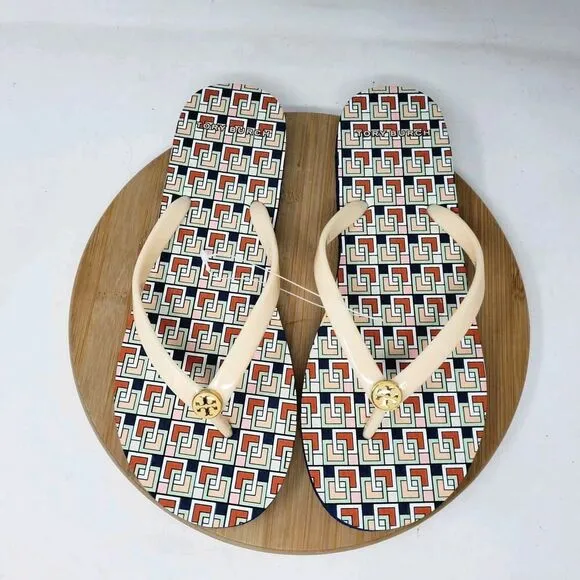 Tory Burch Sandals Womens 7 Thin Flip Flop Thong Strappy Flat Shoes