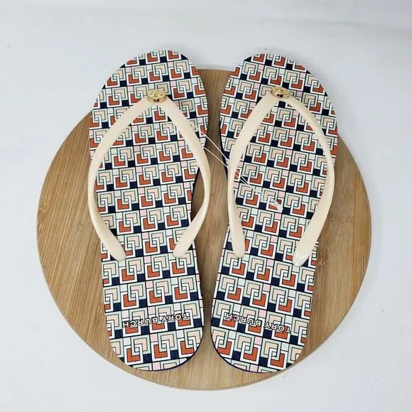 Tory Burch Sandals Womens 7 Thin Flip Flop Thong Strappy Flat Shoes