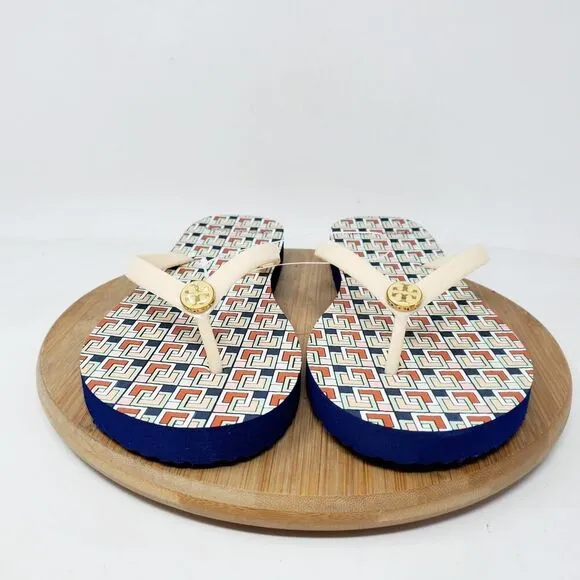 Tory Burch Sandals Womens 7 Thin Flip Flop Thong Strappy Flat Shoes