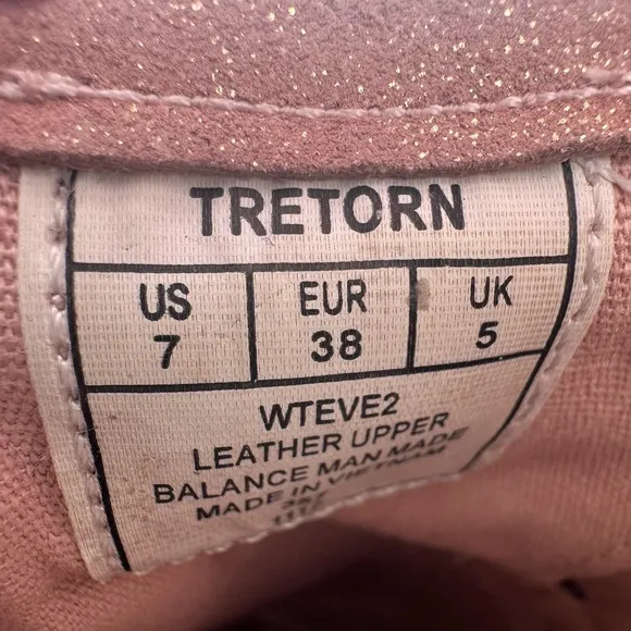 TRETORN 7 / 38 Blush Pink Eve2 Gold Shimmer Platform Espadrille Lace Up Sneakers