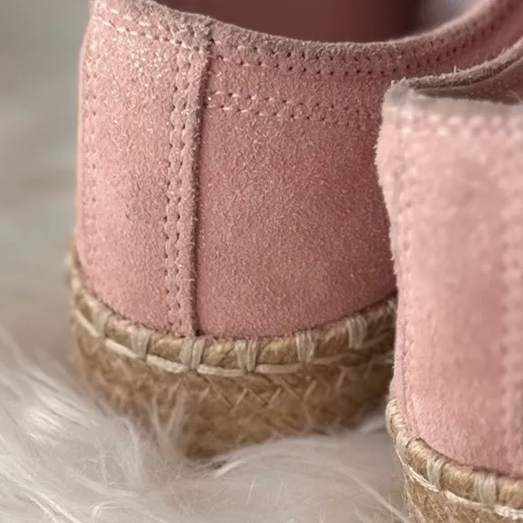 TRETORN 7 / 38 Blush Pink Eve2 Gold Shimmer Platform Espadrille Lace Up Sneakers