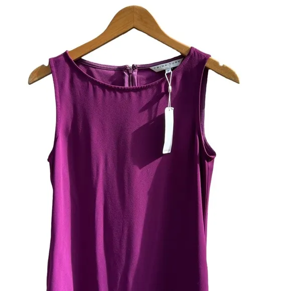 Trina Turk Sleeveless Purple Plum Blossom Joyous Asymmetrical Dress Size S NWT