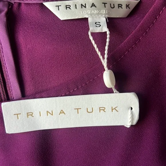 Trina Turk Sleeveless Purple Plum Blossom Joyous Asymmetrical Dress Size S NWT