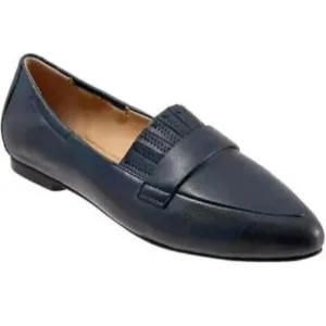 Trotters Emotion Fashion Loafers Flats Sz 8N Navy Blue Leather Pointed Toe