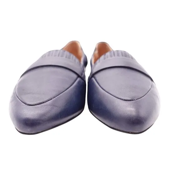 Trotters Emotion Fashion Loafers Flats Sz 8N Navy Blue Leather Pointed Toe