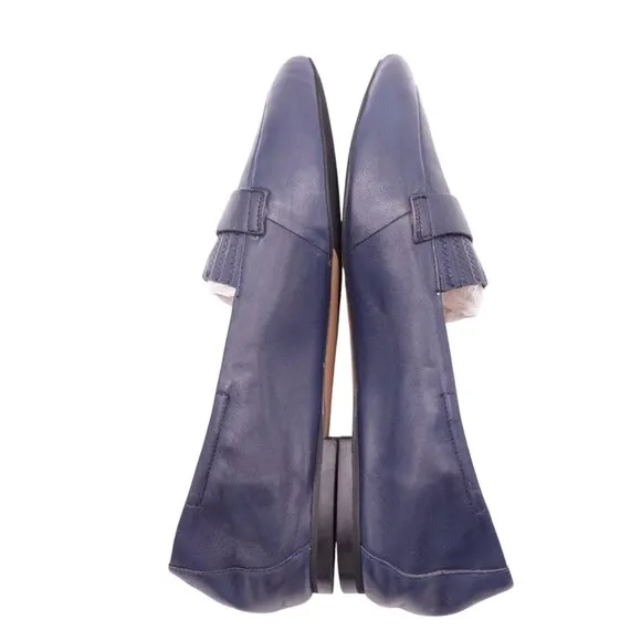 Trotters Emotion Fashion Loafers Flats Sz 8N Navy Blue Leather Pointed Toe