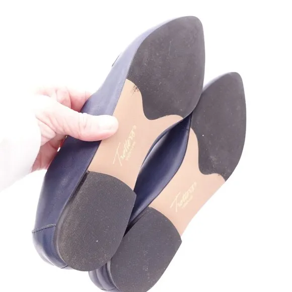 Trotters Emotion Fashion Loafers Flats Sz 8N Navy Blue Leather Pointed Toe