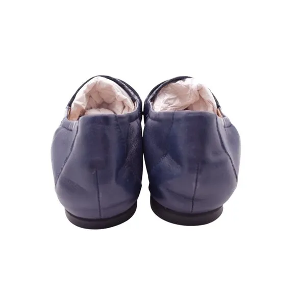 Trotters Emotion Fashion Loafers Flats Sz 8N Navy Blue Leather Pointed Toe