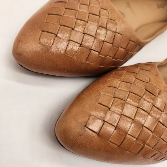 Trotters flats women's 12 tan woven leather Estee pointed toe ballerina new $140