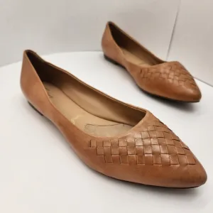 Trotters flats women's 12 tan woven leather Estee pointed toe ballerina new $140