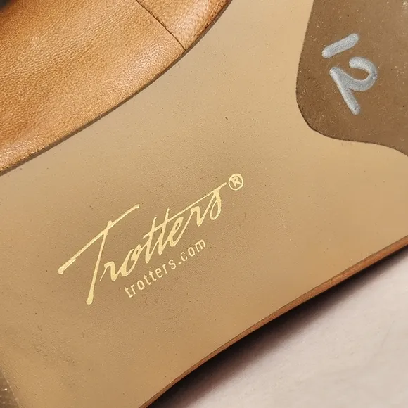Trotters flats women's 12 tan woven leather Estee pointed toe ballerina new $140
