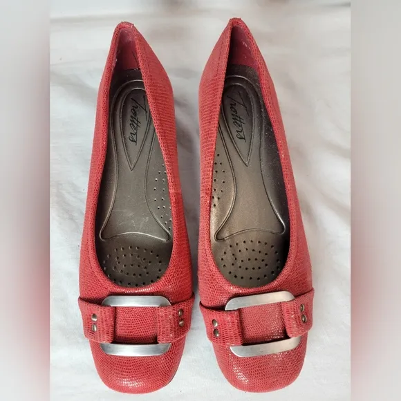 Trotters Sizzle Patent Suede Lizard Printed Ballet Flats 7N