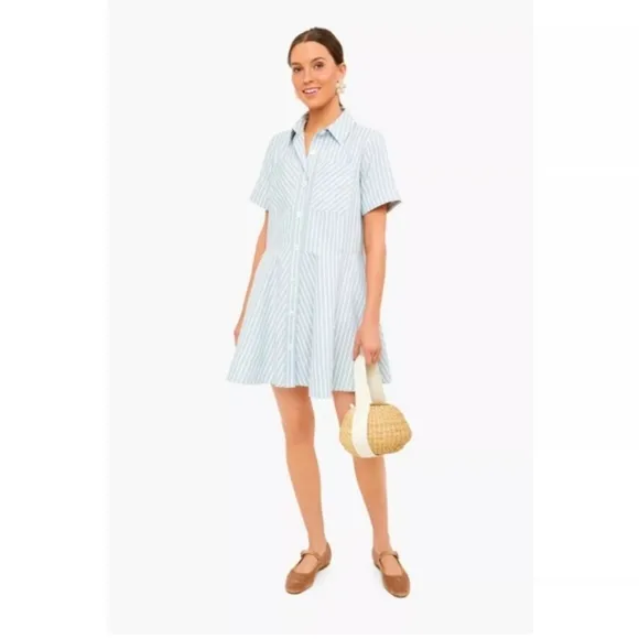 Tuckernuck Celadon Green Stripe Meryl Shirt Dress Size Medium