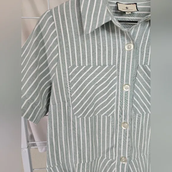 Tuckernuck Celadon Green Stripe Meryl Shirt Dress Size Medium