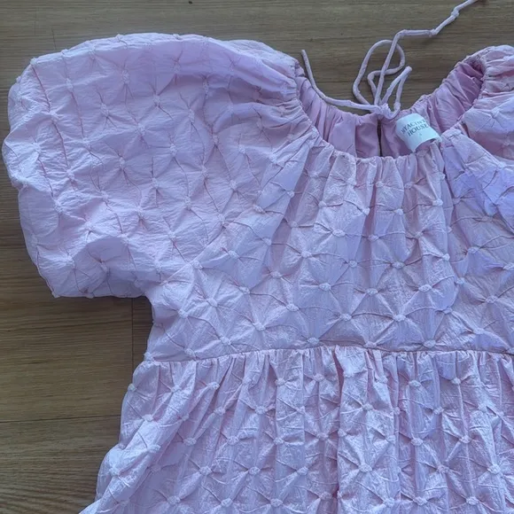 Tuckernuck Hyacinth House Isabella Mini Dress Large Pink Diamond Textured Preppy