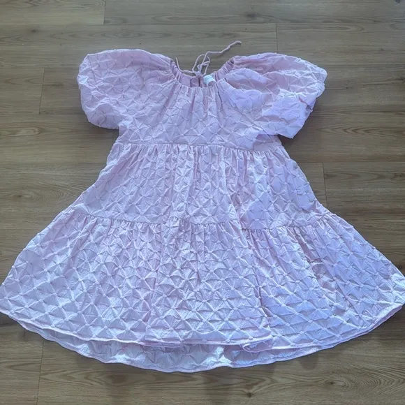 Tuckernuck Hyacinth House Isabella Mini Dress Large Pink Diamond Textured Preppy