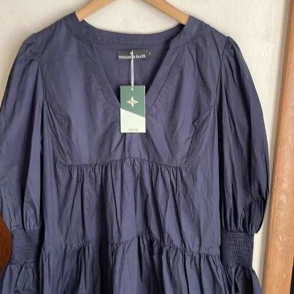 TUCKERNUCK POMANDER PLACE Navy Cotton Poplin Kenzo Dress