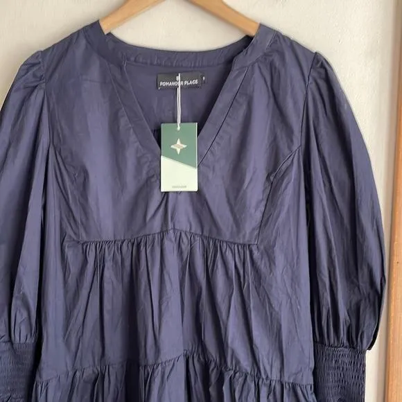 TUCKERNUCK POMANDER PLACE Navy Cotton Poplin Kenzo Dress